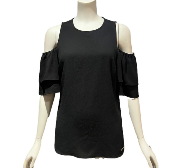 MICHAEL Michael Kors Black Cold Shoulder Blouse - Small - Picture 1 of 5